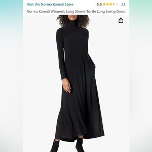 Norma Kamali Women's Long Sleeve Turtle Long Swing Dress NWT Black XL